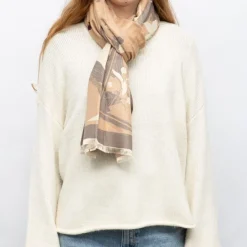 GERARD PASQUIER Echarpe motif tableau de fleurs 90x180cm Femme BEIGE