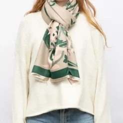 GERARD PASQUIER Echarpe motif tableau de fleurs 90x180cm Femme VERT Outlet