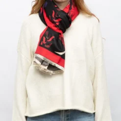 GERARD PASQUIER Echarpe motif tableau de fleurs 90x180cm Femme ROUGE Outlet