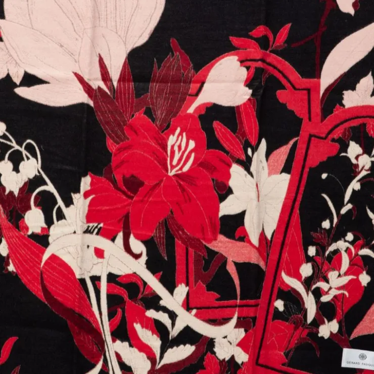 GERARD PASQUIER Echarpe motif tableau de fleurs 90x180cm Femme ROUGE Outlet