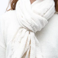 MANOUKIAN Echarpe épaisse tissu texturé 70x200cm Mixte BLANC ECRU Discount