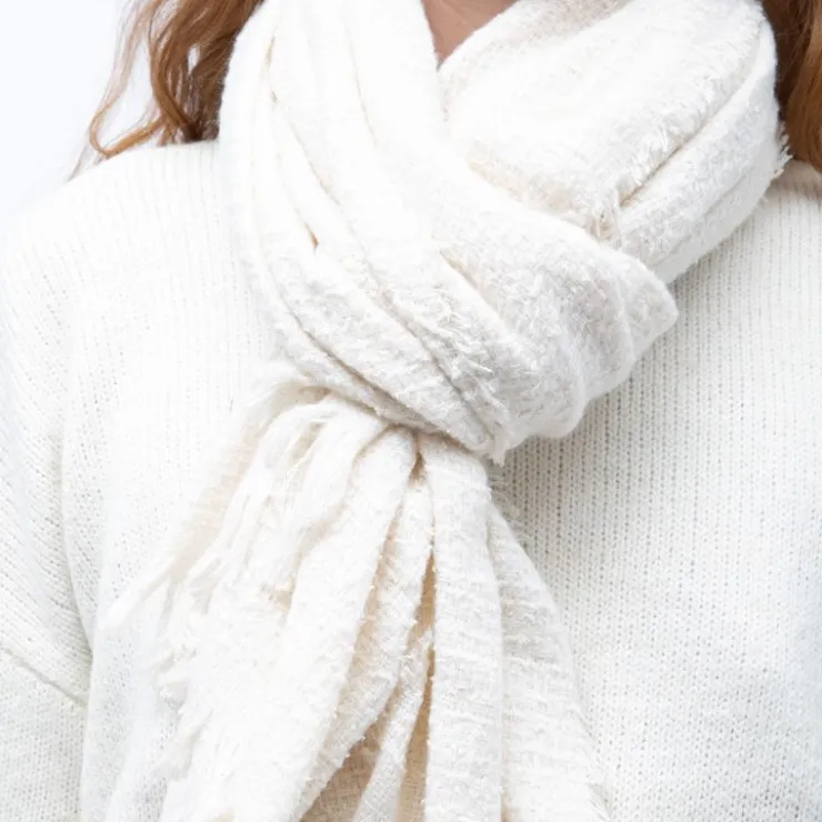 MANOUKIAN Echarpe épaisse tissu texturé 70x200cm Mixte BLANC ECRU Discount