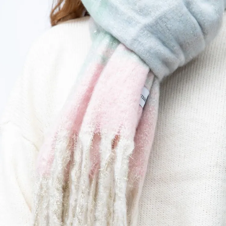 MANOUKIAN Echarpe épaisse 50x200cm à rayures Mixte ROSE Sale