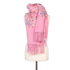 BURTON OF LONDON Echarpe broderie à fleurs colorées Lindsay 70x180cm Mixte ROSE Clearance