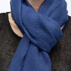 DEELUXE 74 Echarpe texturé morgane motif losanges Femme BLEU FONCE