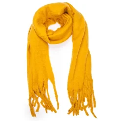 GERARD PASQUIER Echarpe unie à franges laine 50x200 cm Femme JAUNE Hot