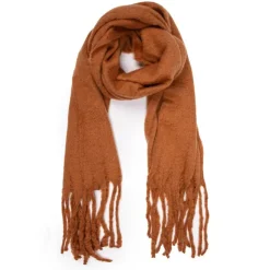 GERARD PASQUIER Echarpe unie à franges laine 50x200 cm Femme MARRON Sale