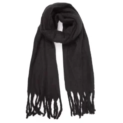 GERARD PASQUIER Echarpe unie à franges laine 50x200 cm Femme NOIR New