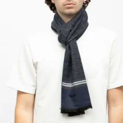 MANOUKIAN Echarpe 30x180 cm Homme BLEU FONCE New