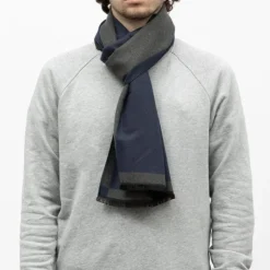 MANOUKIAN Echarpe 30x180 cm Homme BLEU FONCE Clearance