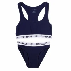 BILL TORNADE Ensemble brassière et culotte gainante en coton Femme BLEU FONCE