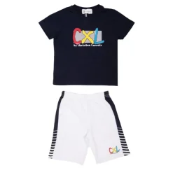 CXL BY CHRISTIAN LACROIX Ensemble tshirt imprimé short uni liseré garçon Enfant, Bébé BLEU FONCE New