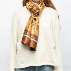 MANOUKIAN Foulard soie 90x180cm Femme MARRON Hot