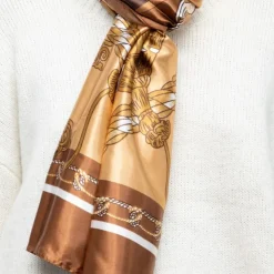 MANOUKIAN Foulard soie 90x180cm Femme MARRON Hot