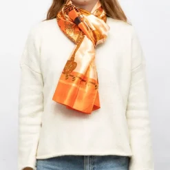 MANOUKIAN Foulard soie 90x180cm Femme ORANGE Online