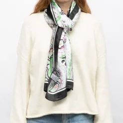 MANOUKIAN Foulard soie 90x180cm Femme NOIR Sale