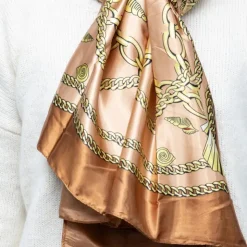 MANOUKIAN Foulard soie 90x180cm Femme MARRON CLAIR Outlet