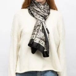 MANOUKIAN Foulard soie 90x180cm Femme GRIS FONCE Online