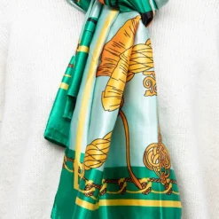MANOUKIAN Foulard soie 90x180cm Femme VERT Hot