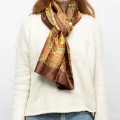 MANOUKIAN Foulard soie 90x180cm Femme MARRON Hot