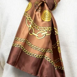 MANOUKIAN Foulard soie 90x180cm Femme MARRON Hot