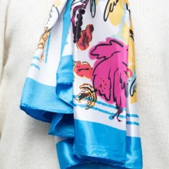 MANOUKIAN Foulard soie 90x180cm Femme BLEU Discount