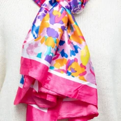 MANOUKIAN Foulard soie 90x180cm Femme ROSE FUCHSIA Discount