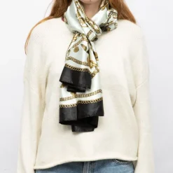 MANOUKIAN Foulard soie 90x180cm Femme BLANC ECRU Sale