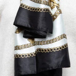 MANOUKIAN Foulard soie 90x180cm Femme BLANC ECRU Sale