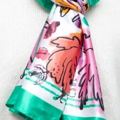 MANOUKIAN Foulard soie 90x180cm Femme VERT Sale