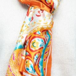 MANOUKIAN Foulard soie 90x180cm Femme ORANGE Best