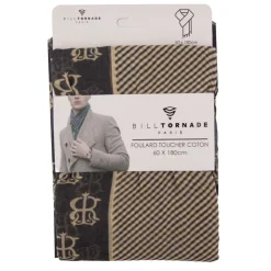 BILL TORNADE Foulard toucher coton bicolore à rayures 60x180 cm Homme BEIGE New