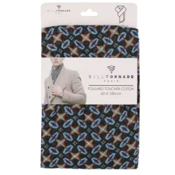 BILL TORNADE Foulard toucher coton imprimé 60x180 cm Homme NOIR Sale