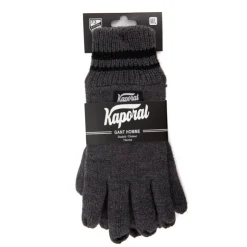 KAPORAL Gants en maille noir à rayures aux poignets Homme GRIS FONCE New