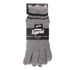 KAPORAL Gants en maille noir à rayures aux poignets Homme GRIS Outlet