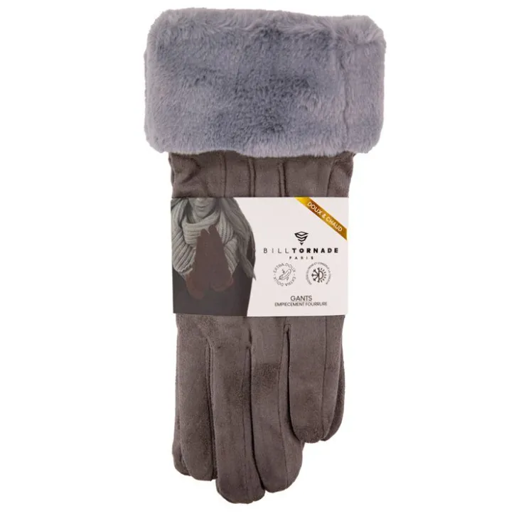 BILL TORNADE Gants fausse fourrure Femme GRIS Best