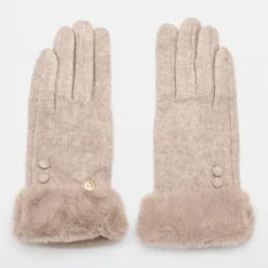GERARD PASQUIER Gants laine avec fausse fourrure Femme MARRON CLAIR Best