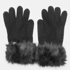 GERARD PASQUIER Gants maille avec fausse fourrure Femme NOIR