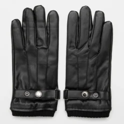 MANOUKIAN Gants similicuir avec clip Homme NOIR Outlet