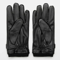 MANOUKIAN Gants similicuir avec clip Homme NOIR Outlet