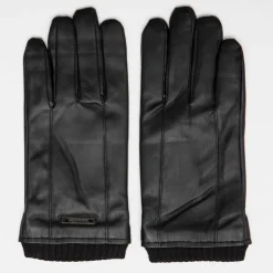 MANOUKIAN Gants similicuir et maille avec surpiqures Homme NOIR Clearance