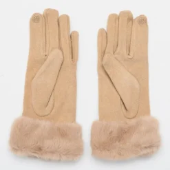 LULU CASTAGNETTE Gants suédine avec fausse fourrure Femme BEIGE Discount