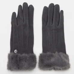 LULU CASTAGNETTE Gants suédine avec fausse fourrure Femme GRIS Clearance