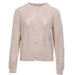 LA PETITE ETOILE Gilet ajourée col rond milada Femme BEIGE Clearance