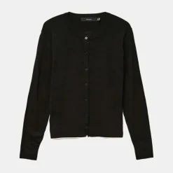 VERO MODA Gilet breeze col rond avec liseré blanc regular fit Femme NOIR