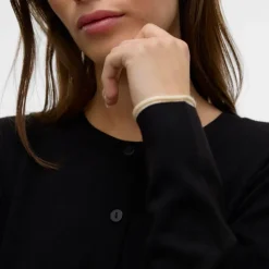 VERO MODA Gilet breeze col rond avec liseré blanc regular fit Femme NOIR