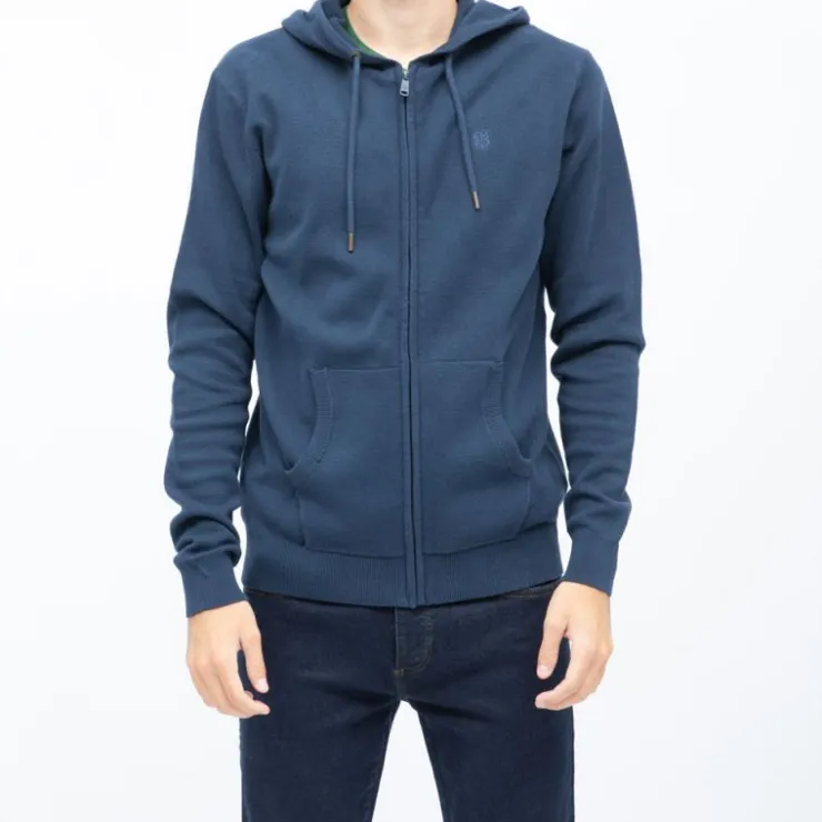 BILL TORNADE Gilet capuche milano zippé coton Homme BLEU FONCE Best