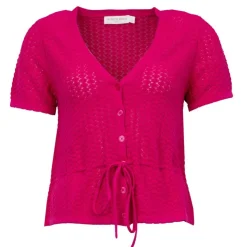 LA PETITE ETOILE Gilet col v fuchsia manches courtes Mallory Femme ROSE Sale