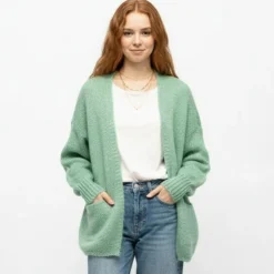 PLEASE Gilet maille en laine Femme VERT CLAIR Best