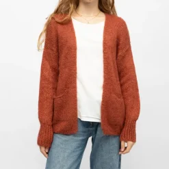 PLEASE Gilet maille en laine Femme MARRON Discount